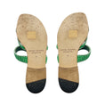 Load image into Gallery viewer, Manolo Blahnik Mint Green Leather and Raffia Slide Sandals