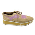 Load image into Gallery viewer, Robert Clergerie Natural / Pink Suede and Raffia Derby Platform Shoes