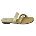 Load image into Gallery viewer, Manolo Blahnik Champagne Metallic Snake Embossed Leather Flat Slide Sandals