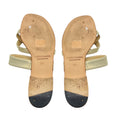 Load image into Gallery viewer, Manolo Blahnik Champagne Metallic Snake Embossed Leather Flat Slide Sandals