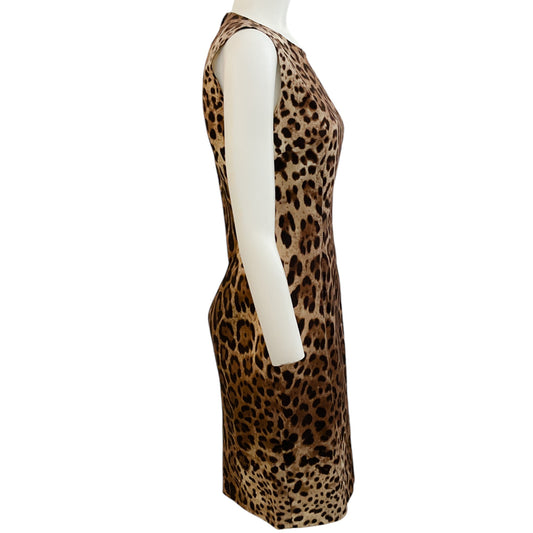 Dolce & Gabbana Brown Leopard Sleeveless Dress