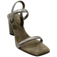 Load image into Gallery viewer, Brunello Cucinelli Embossed Metallic Strap Sandals with Monili Heel