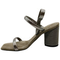 Load image into Gallery viewer, Brunello Cucinelli Embossed Metallic Strap Sandals with Monili Heel
