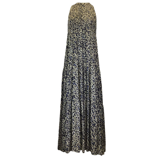 Proenza Schouler Black / Ivory / Blue Sleeveless Silk Maxi Dress