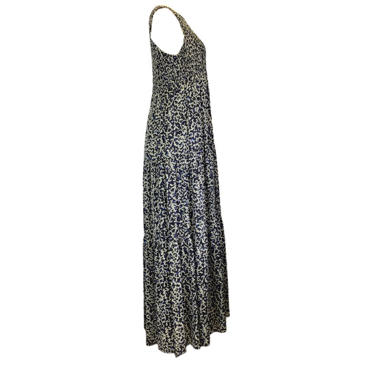 Proenza Schouler Black / Ivory / Blue Sleeveless Silk Maxi Dress
