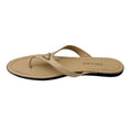 Load image into Gallery viewer, Prada Beige / Silver Logo Plaque Patent Leather Thong Sandals
