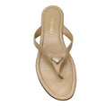 Load image into Gallery viewer, Prada Beige / Silver Logo Plaque Patent Leather Thong Sandals