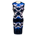 Load image into Gallery viewer, Yigal Azrouel Blue Multi Bajam Daisy Trellis Burn Out Dress