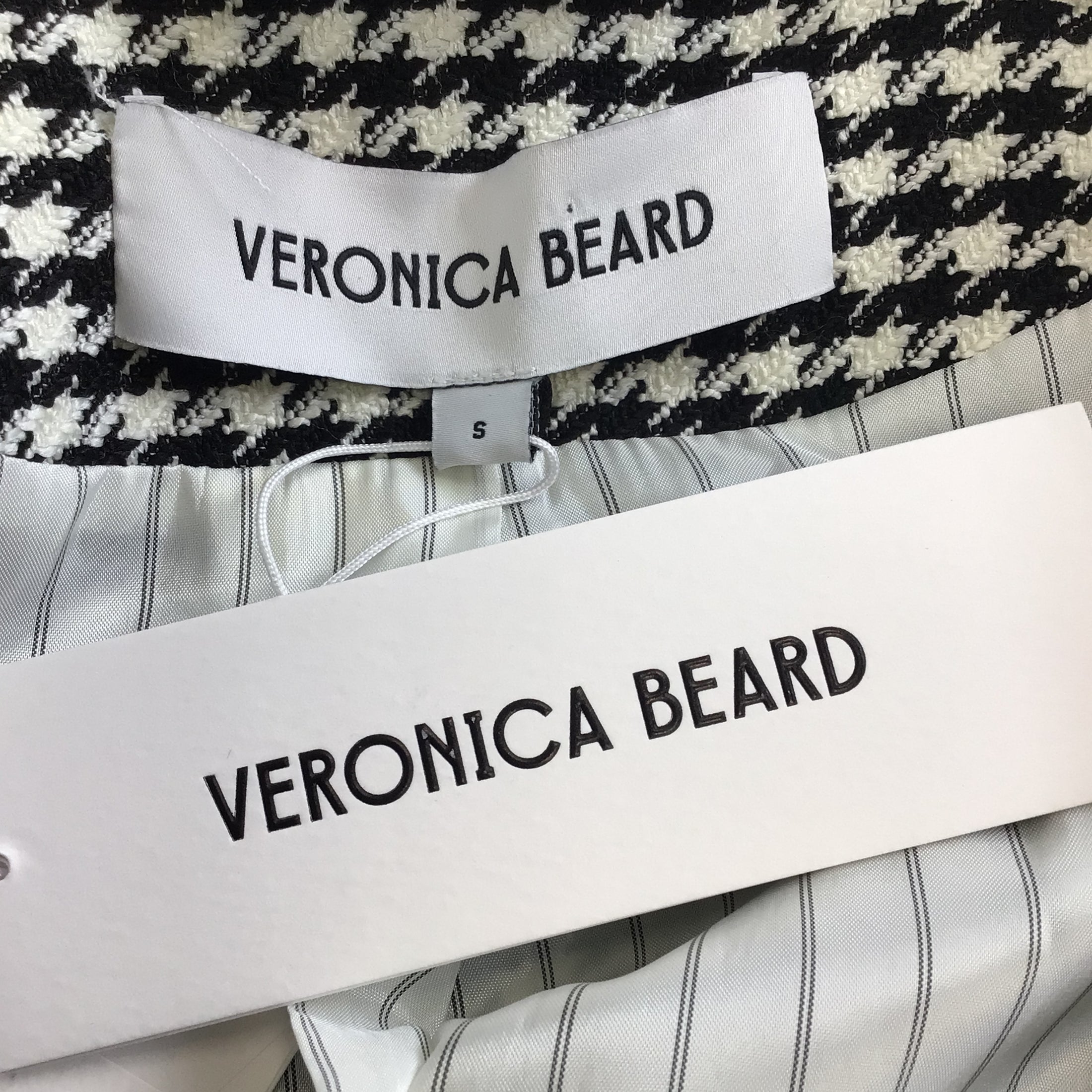 Veronica Beard Black / Off-White Hutchinson Houndstooth Dickey Jacket