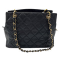 Load image into Gallery viewer, Chanel Vintage Black Quilted Caviar Leather CC Logo Embossed Small Tote Handbag with Gold Hardware