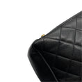 Load image into Gallery viewer, Chanel Vintage Black Quilted Caviar Leather CC Logo Embossed Small Tote Handbag with Gold Hardware