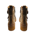 Load image into Gallery viewer, Alice + Olivia Beige Almond / Gold Hali Lug Sole Combat Moto Boots