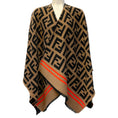 Load image into Gallery viewer, Fendi Black / Tan Zucca FF Monogram Wool Poncho