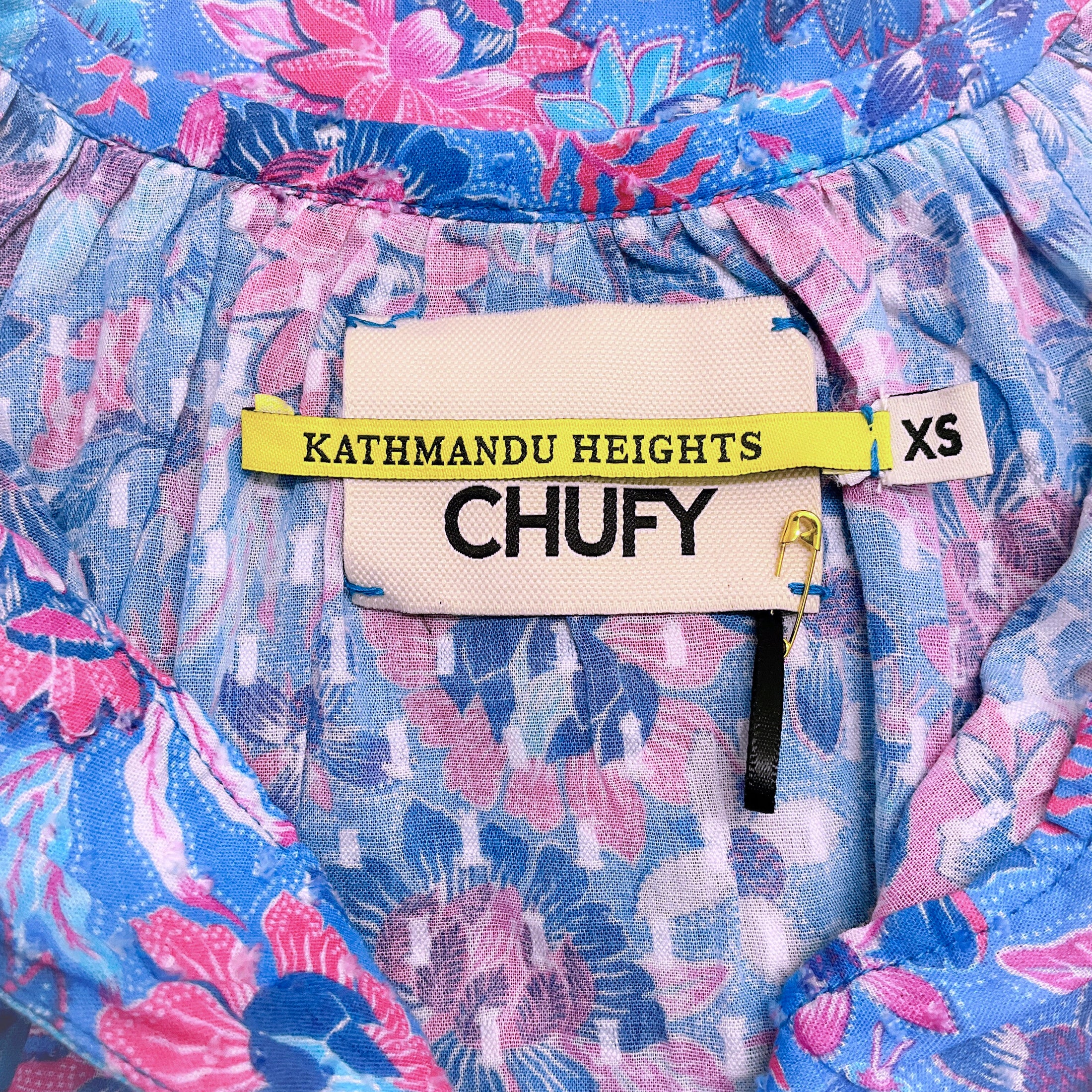 Chufy Blue / Pink Floral Print Blouse