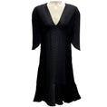 Load image into Gallery viewer, Chloe Black Shimmer Ribbed Short Sleeved V-Neck Silk Dress