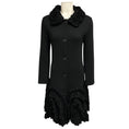 Load image into Gallery viewer, Christian Dior Black Ruffled Button Front Mid Length Wool Coat
