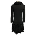 Load image into Gallery viewer, Christian Dior Black Ruffled Button Front Mid Length Wool Coat