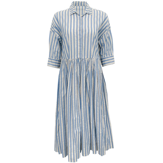 Casey Casey Blue / White Wide Striped Shirt Dress
