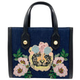 Load image into Gallery viewer, Gucci Dark Blue Denim Pearl Embellishment Tiger Embroidered Tote Bag