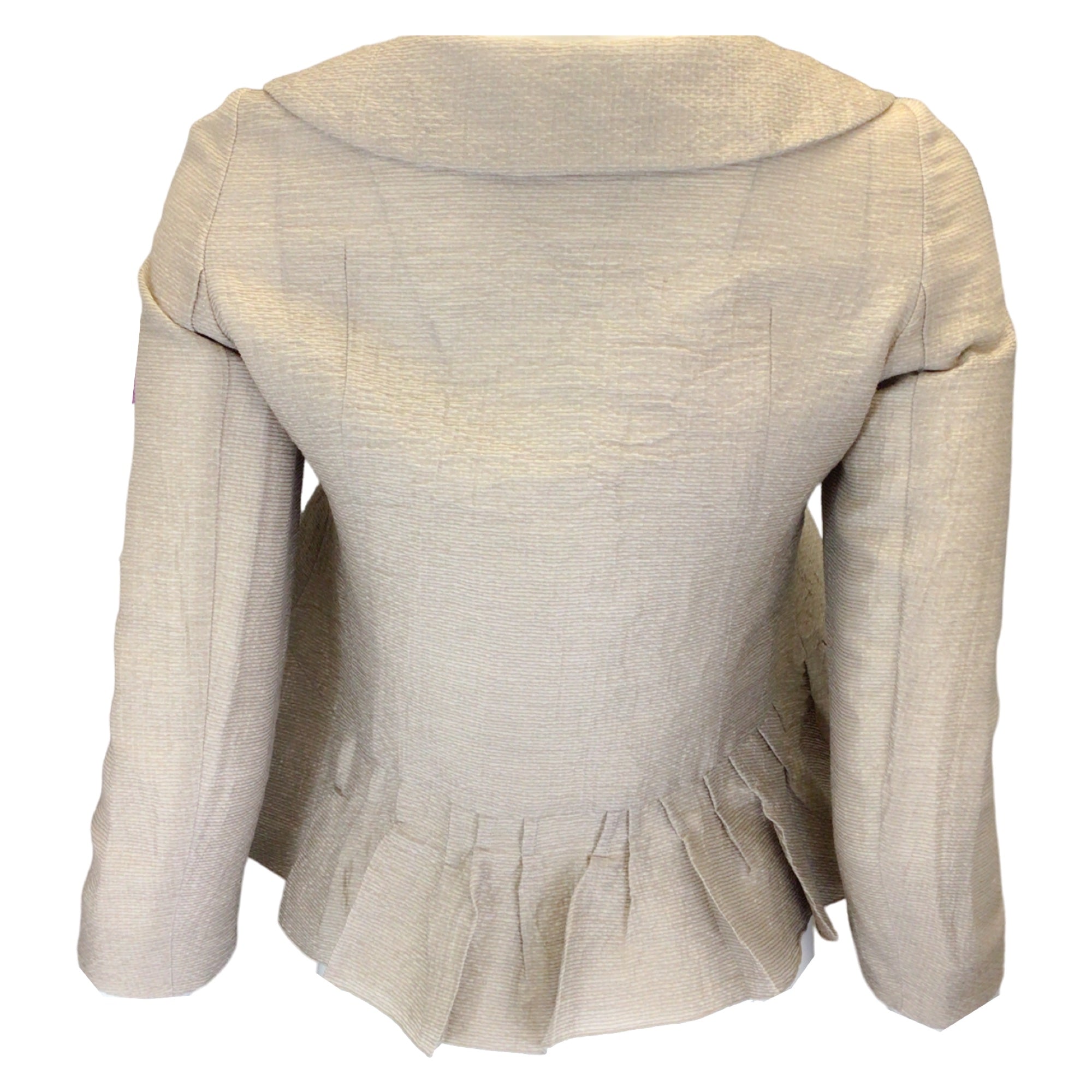 Marni Taupe Collared Full Zip Crinkled Linen Jacket