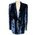 Load image into Gallery viewer, Versace Blue Multi Printed Velvet Blazer with Gold Medusa Buttons