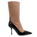 Load image into Gallery viewer, Alaia Nude Suede / Black Patent Short Boot 90