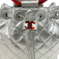 Load image into Gallery viewer, Chanel Vintage Silver Lambskin Drawstring Satchel with Tortoise Circle Handles