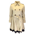 Load image into Gallery viewer, RED Valentino Beige / Black Lace Trimmed Belted Double Breasted Cotton Trench Coat
