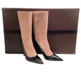 Load image into Gallery viewer, Alaia Nude Suede / Black Patent Short Boot 90