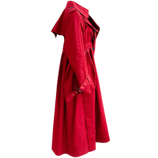 Sacai Red Cotton Trench Coat