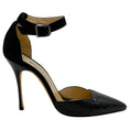 Load image into Gallery viewer, Manolo Blahnik Black Suede / Snakeskin Pumps with Ankle Strap