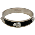 Load image into Gallery viewer, Alexander McQueen 3D Skull Black Enamel Silver Tone Bangle Bracelet