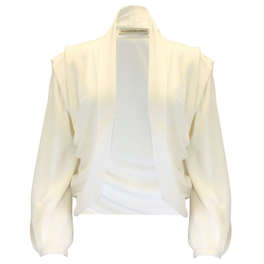 Balenciaga Ivory Draped Open Jersey Jacket