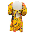 Load image into Gallery viewer, Zimmermann Yellow Multicolor Tropicana Floral Printed Linen Cut Out Mini Dress