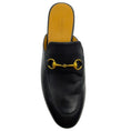 Load image into Gallery viewer, Gucci Black Leather Princetown Mules with Gold Horsebit