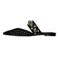 Load image into Gallery viewer, Jimmy Choo Black Basette Pearl Embellished Raffia and Nappa Leather Flat Mules