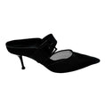 Load image into Gallery viewer, Alexander McQueen Black 'Punk' Mesh and Leather Pointed Toe Mules with Buckle Detail