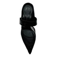 Load image into Gallery viewer, Alexander McQueen Black 'Punk' Mesh and Leather Pointed Toe Mules with Buckle Detail