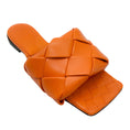 Load image into Gallery viewer, Bottega Veneta Orange Lido Intrecciato Leather Flat Slide Sandals