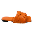 Load image into Gallery viewer, Bottega Veneta Orange Lido Intrecciato Leather Flat Slide Sandals