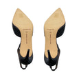 Load image into Gallery viewer, Manolo Blahnik Dark Brown Homerasli Pointed Toe Calf Leather Slingback Pumps with Contrast White Stitching