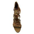 Load image into Gallery viewer, Valentino Nude / Gold Rockstud Caged High Heeled Leather Sandals