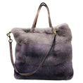 Load image into Gallery viewer, Valentino Lilac Ombre Effect Mink Fur Tote Handbag with Shoulder Strap and Embossed Leather Trim