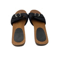 Load image into Gallery viewer, Gabriela Hearst Black Clover Buckled Jute Slide Sandals