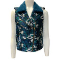 Load image into Gallery viewer, Opening Ceremony Teal Brocade Convertible Jacket / Vest with Shearling