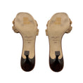 Load image into Gallery viewer, Jimmy Choo Tan Chara 70 Leather and Crochet Raffia Mule Sandal