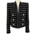 Load image into Gallery viewer, Balmain Black White Tweed Open Front Jacket
