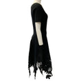 Load image into Gallery viewer, Oscar de la Renta Black Dress with Asymmetrical Floral Lace Hem