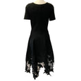 Load image into Gallery viewer, Oscar de la Renta Black Dress with Asymmetrical Floral Lace Hem