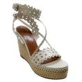 Load image into Gallery viewer, Alaia White Leather Cut Out Espadrille Wedge Sandals
